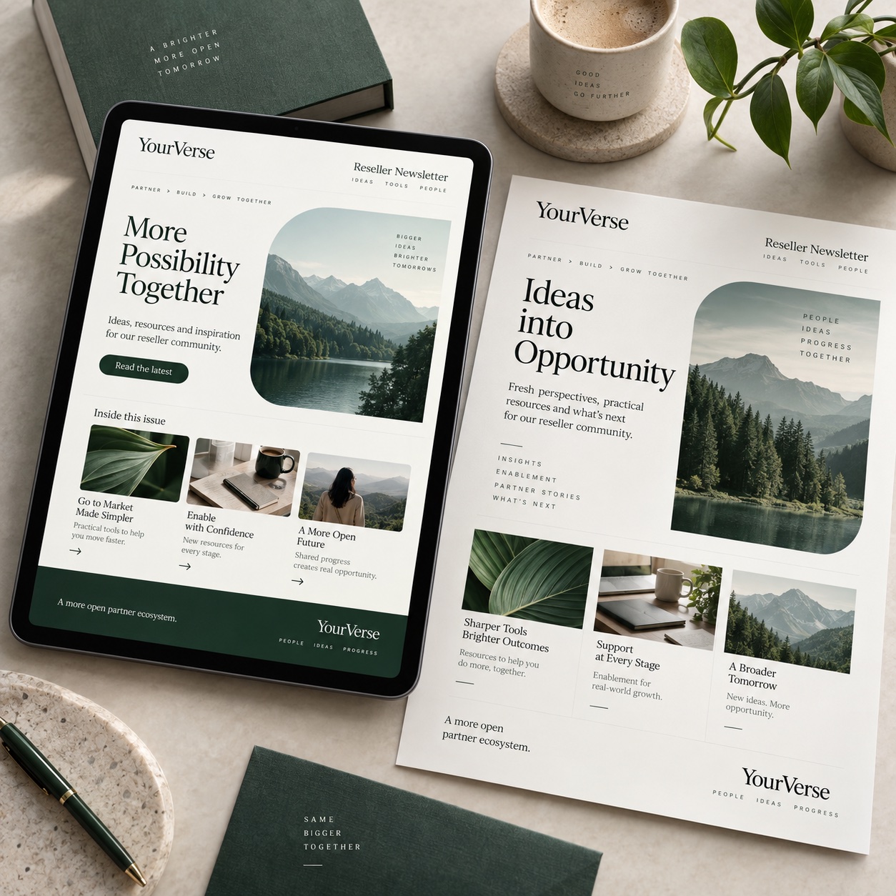 Email newsletter displayed on a tablet