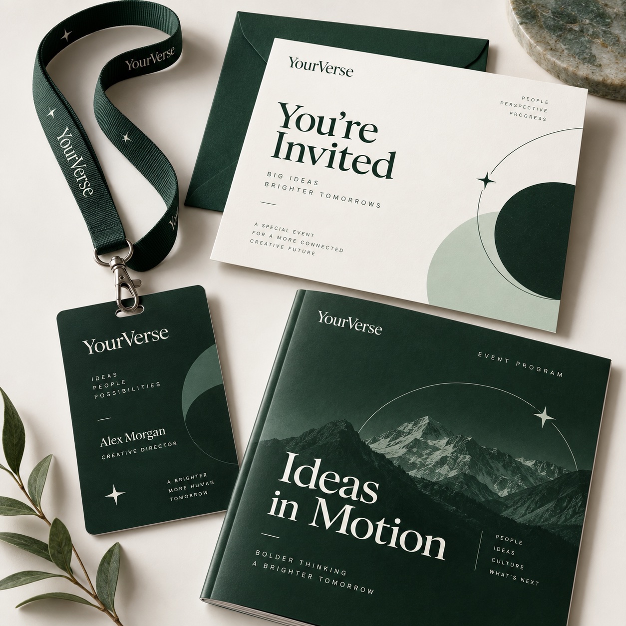 Event lanyard, invitation, and program
