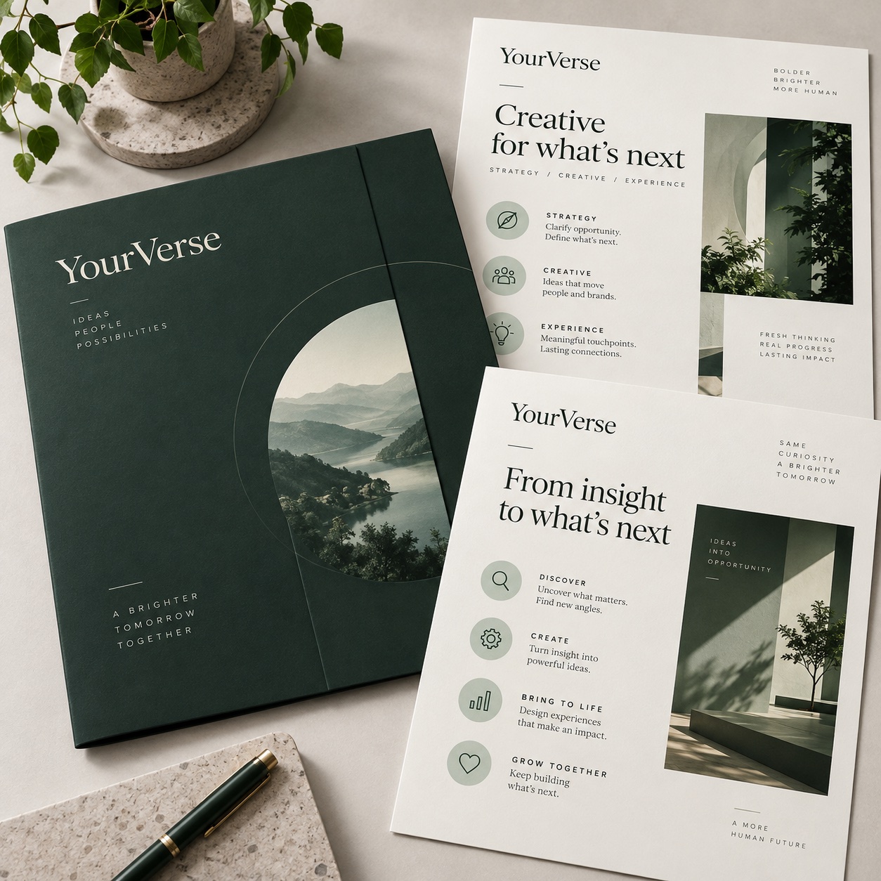 Sales folder with product information sheets
