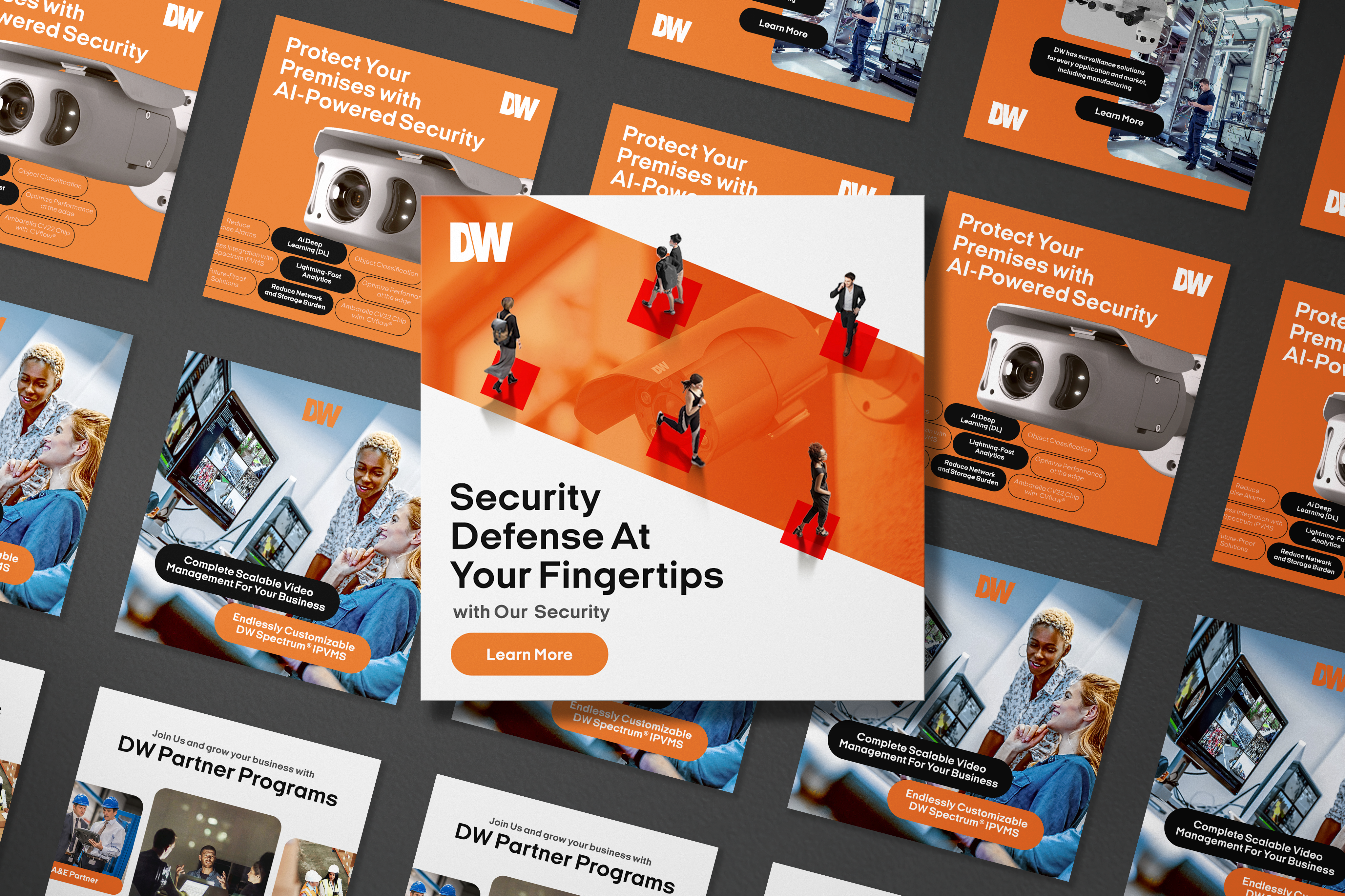 Coordinated email newsletter and social media campaign layouts
